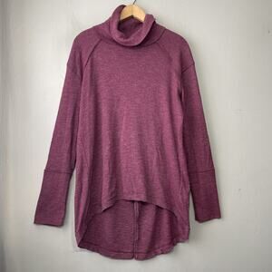 We The Free Tunic Top Oversized Large Berry Split Back Knit Lagenlook Leisure